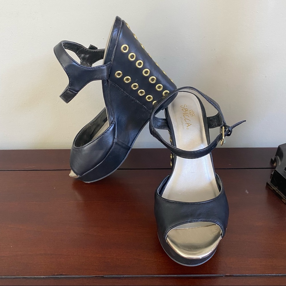 Sbicca Black Grommet Accent Heels